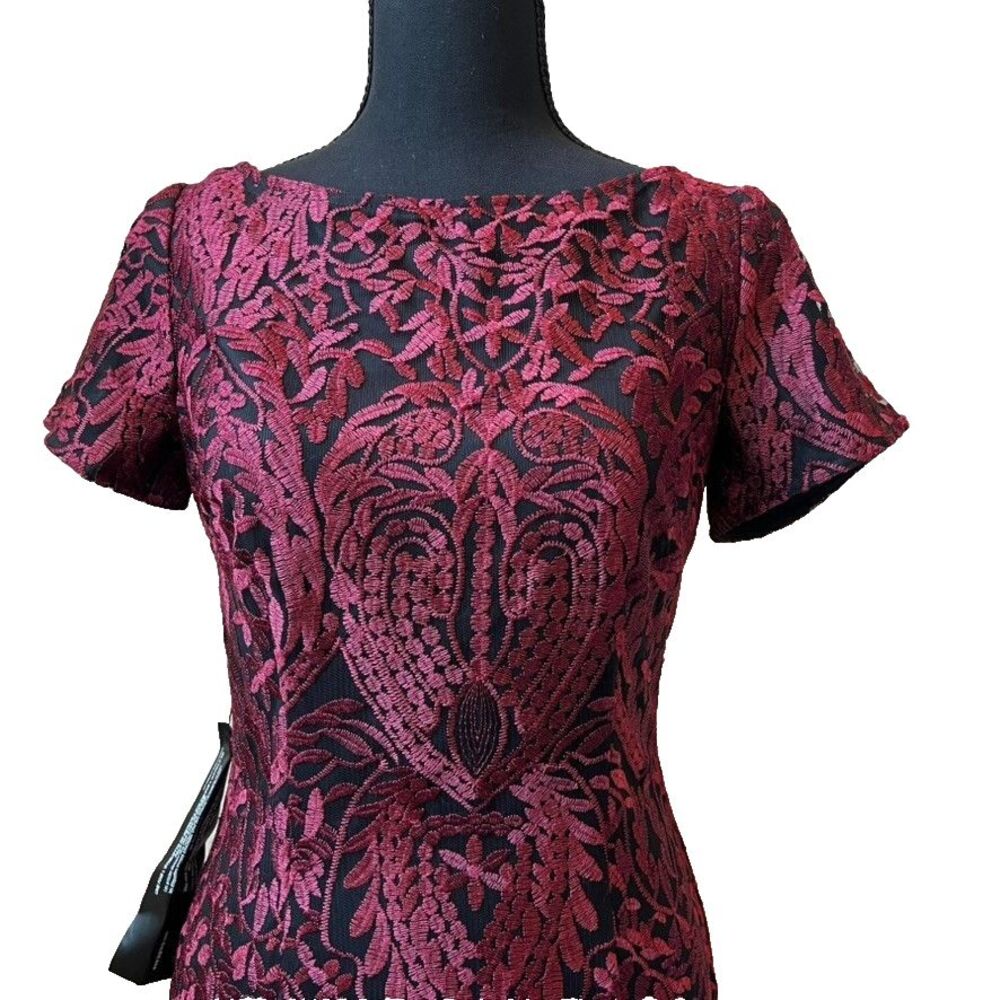 JS collections red lace dress embroidered